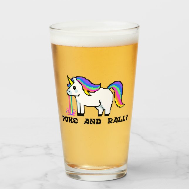 Copo de Pint Puke & Rally Rainbow Unicorn | Pixel (Frente (Preenchido))