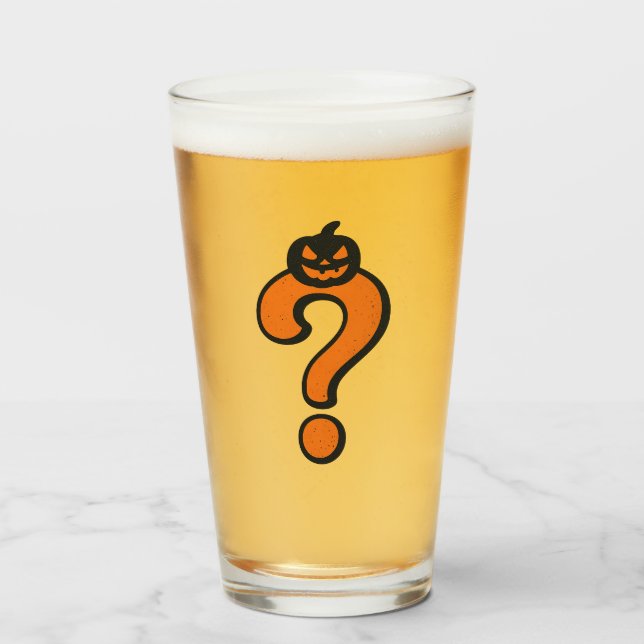 Copo De Pint Pumpkin Halloween Question Mark Glass (Frente (Preenchido))