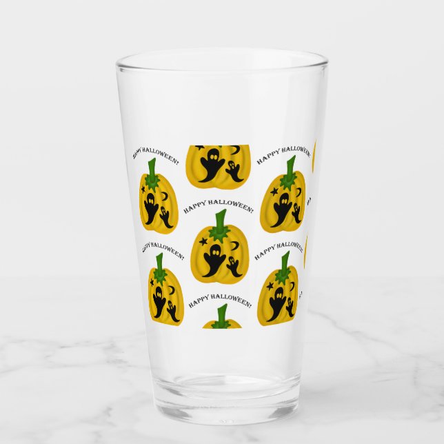 Copo De Pint Pumpkins e fantasmas (Frente)