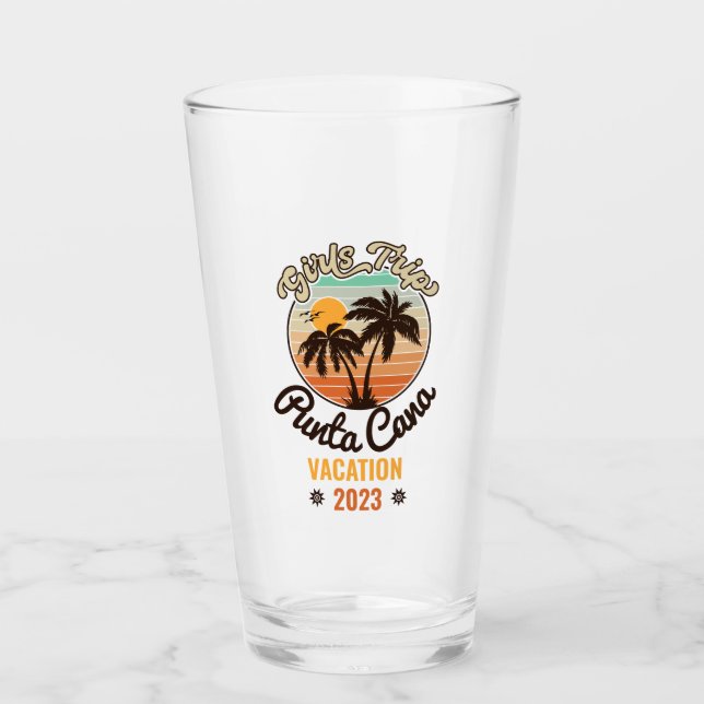 Copo De Pint Punta Cana personaliza a Vacinação 2023 Retro 60s (Frente)