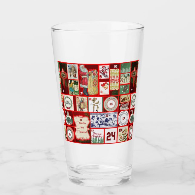 Copo De Pint Quadrados de Ilustração de Bloco de Natal (Frente)