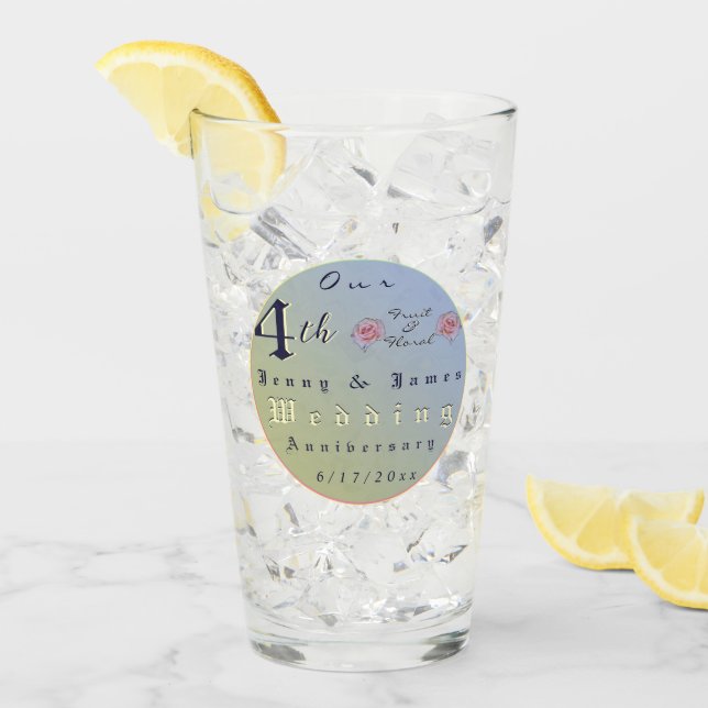 Copo De Pint Quarto aniversário de casamento (Gelo frontal)