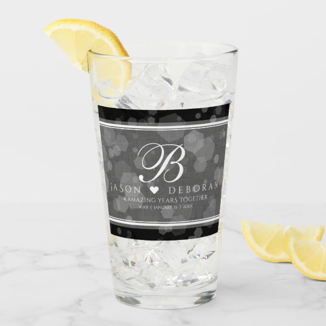 Copo De Pint Quarto aniversário do casamento de Linen (Gelo frontal)