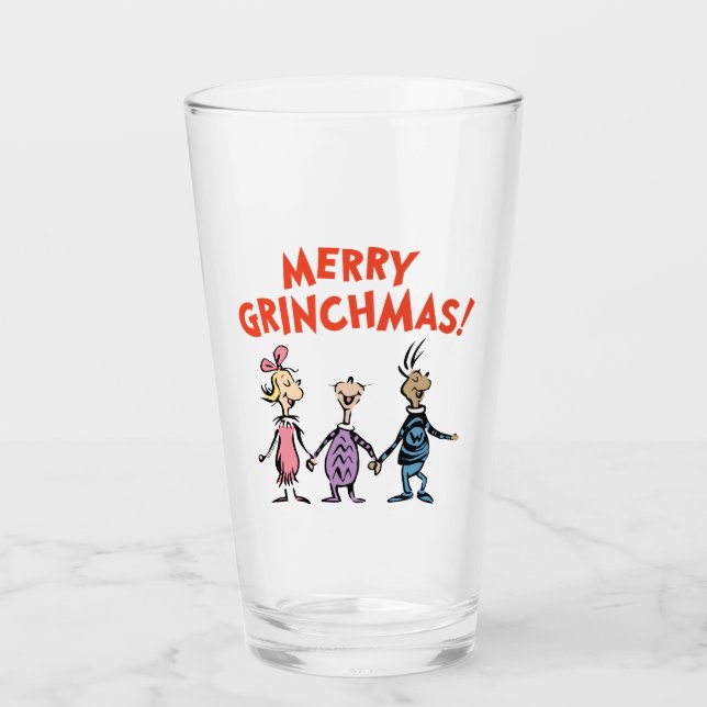 Copo De Pint Quem está de mãos dadas Merry Grinchmas (Frente)