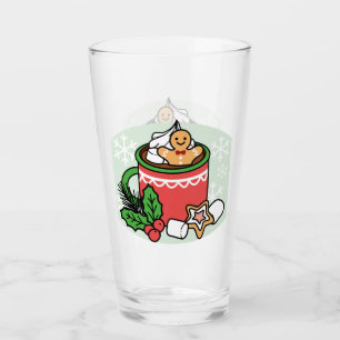 Copo De Pint Quente quente com a queda de neve chamada de cacau