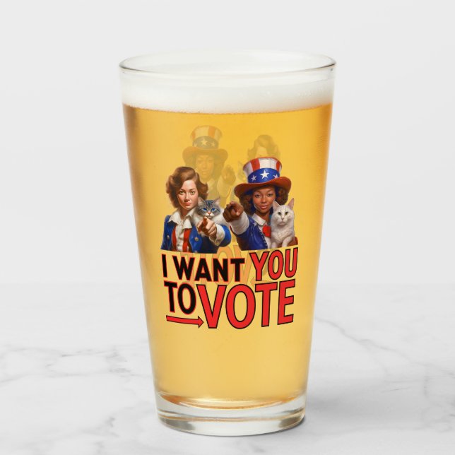 Copo De Pint QUERO QUE VOTEM (Gatinhas) (Frente (Preenchido))