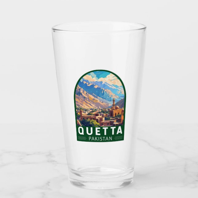 Copo De Pint Quetta Pakistan Viagem Art Vintage (Frente)