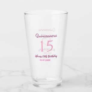 Copo De Pint Quinceanera simples 15 de aniversário de fada rosa