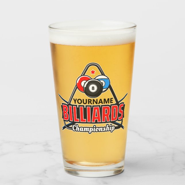 Copo De Pint Rack de Piscina de Bola 8 Billiards de NOME Person (Frente (Preenchido))