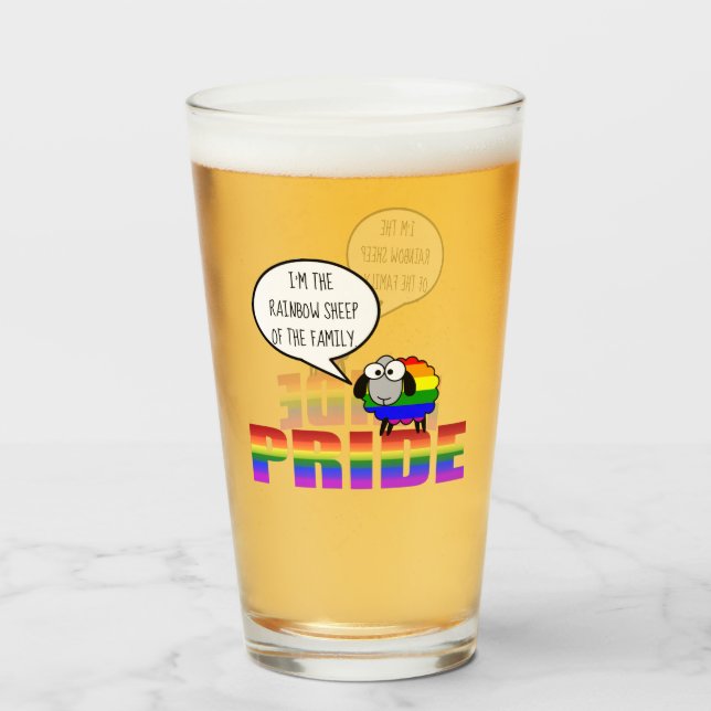 Copo De Pint Rainbow Pride Sheep Glass Tumbler (Frente (Preenchido))