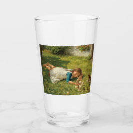 Copo De Pint Rapariga Brincando com Pintinhos (Galinha e Galinh