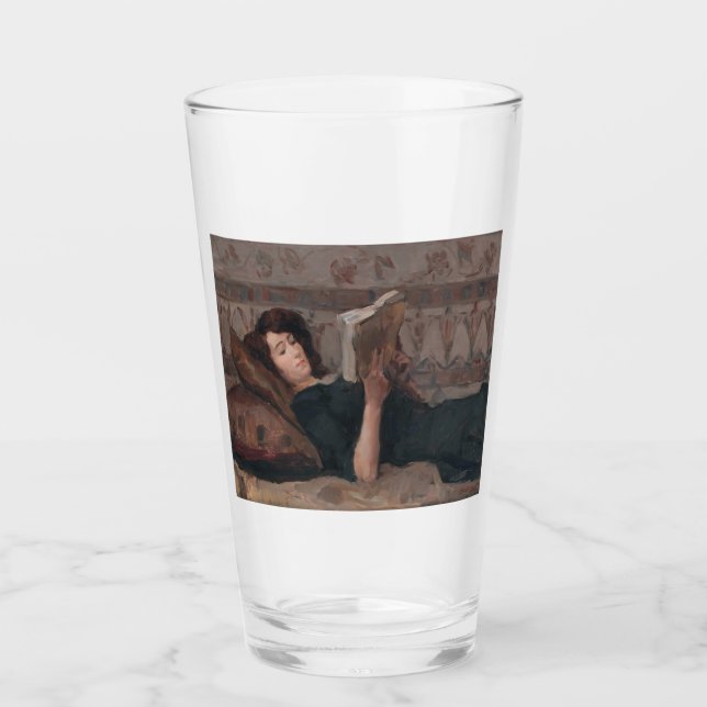 Copo De Pint Rapariga lendo um livro (reformulando em um mergul (Frente)