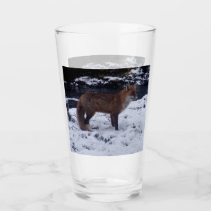 Copo De Pint Raposa Vermelha Personalizável na Neve Arte de V
