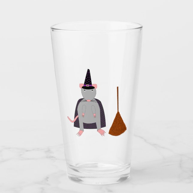 Copo De Pint Rato de bruxa e vassoura do Halloween (Frente)