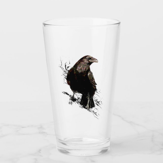 Copo De Pint Raven Bird Graphic Art Willife Animal Art (Frente)