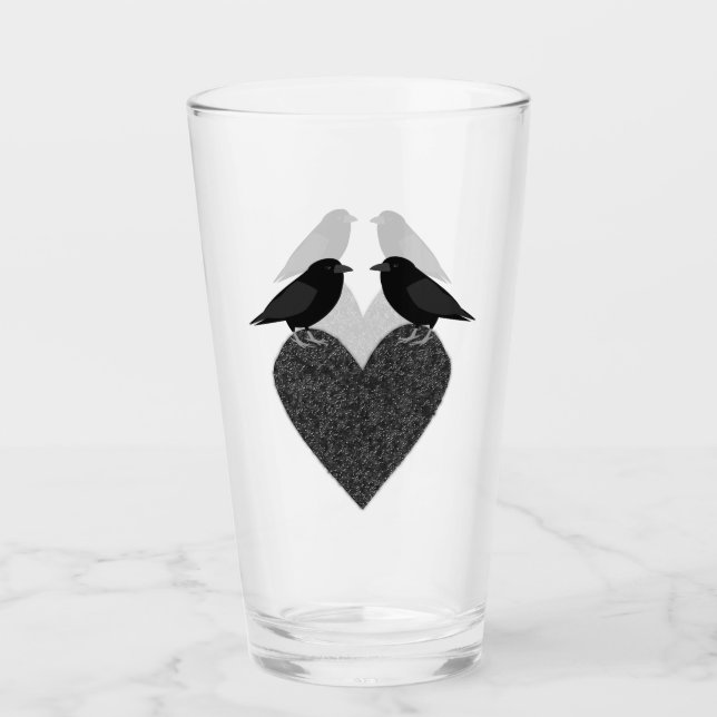 Copo De Pint Ravens Góticos e Coração Negra (Frente)