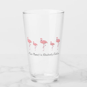 Copo De Pint Rebanho de Flamingos Rosa Nome Personalizado