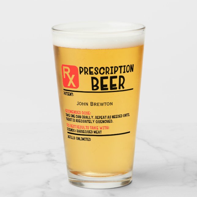 Copo De Pint Receita de Cerveja RX Engraçado Personalizada (Frente (Preenchido))