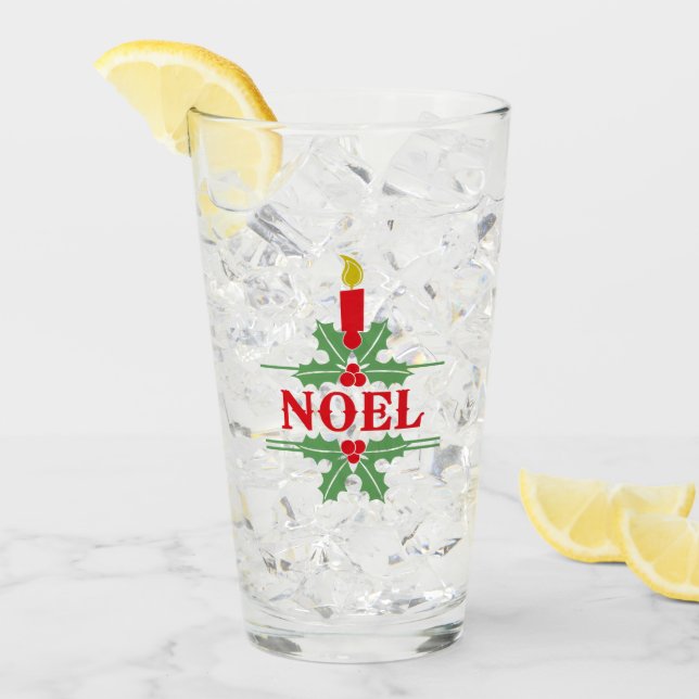 Copo De Pint Red & Green NOEL personalizado e Natal de Velas (Gelo frontal)