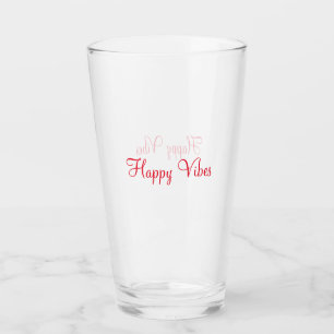 Copo De Pint Red Happy vibe simples caligrafia mínima