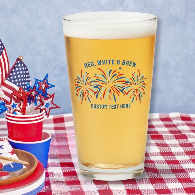 Copo De Pint Red White & Brear Fireworks 4 De Julho Beer Pint (Criador carregado)