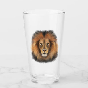 Copo De Pint rei leão da selva realista masculino aquarela