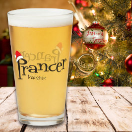 Copo De Pint Reindeer Festivo Prancer Santa Hat Vidro de Natal