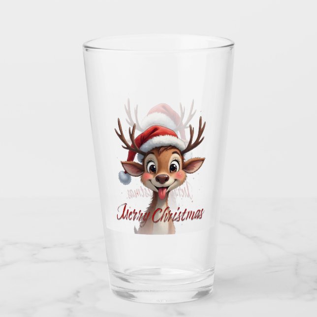Copo De Pint Rena Linda Desejando Feliz Natal (Frente)