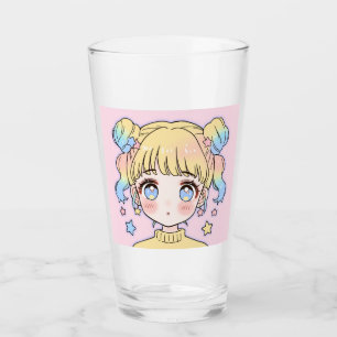 Copo De Pint Retrato de Menina Estrela Pastel Kawaii