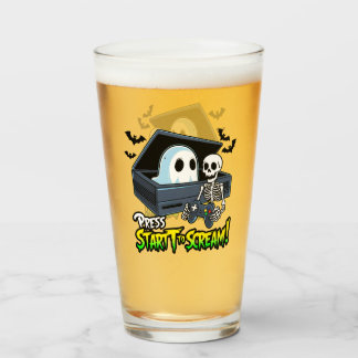 Copo De Pint Rétro Gaming Halloween - Humour Squelette Console