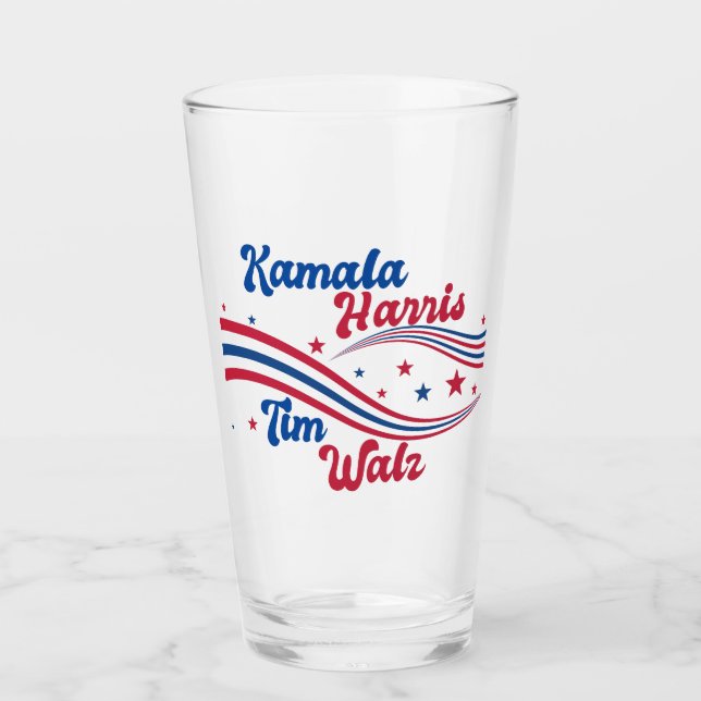 Copo De Pint Retro Kamala Harris Tim Walz Cute Eleição (Frente)