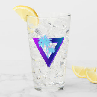 COPO DE PINT RETROWAVE SYNTHWAVE PALM TREES TRIANGLE GLASS