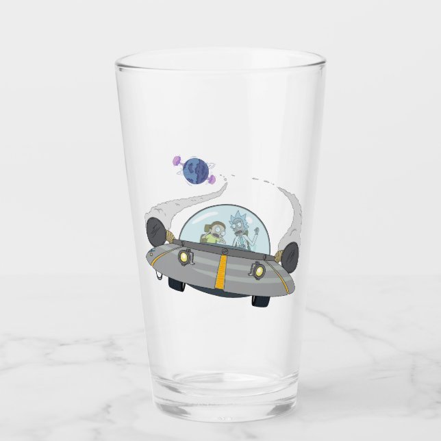 Copo De Pint RICK E MORTY™| Desembarque Em Navio Espacial (Frente)