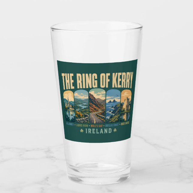 Copo De Pint Ring of Kerry Ireland Landmarks Illustration Retro (Frente)