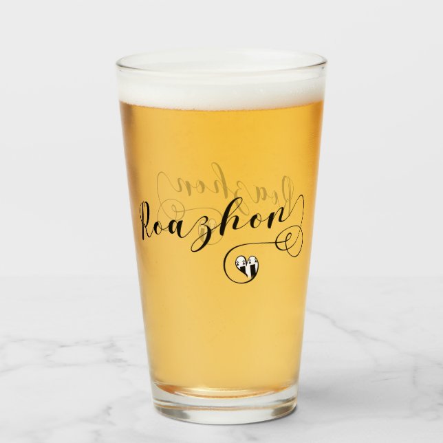 Copo De Pint Roazhon, Rennes Flag in Heart, Breton (Frente (Preenchido))