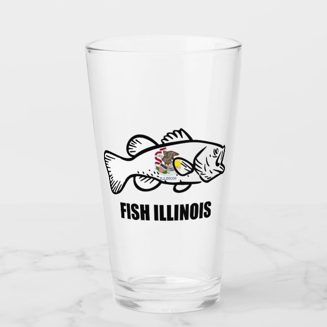 Copo De Pint Roba de Peixe Illinois Bass (Frente)