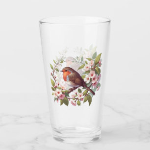 Copo De Pint Robin entre o Bebendo das Flores