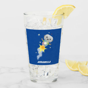 Copo De Pint Robô bonito voando em ilustração de desenho animad