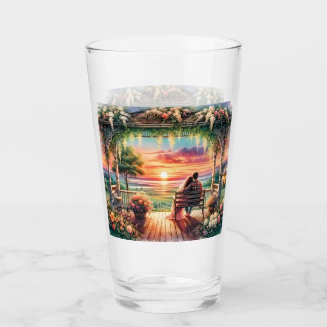 Copo De Pint Romantic Sunset Porch View Illustration (Frente)