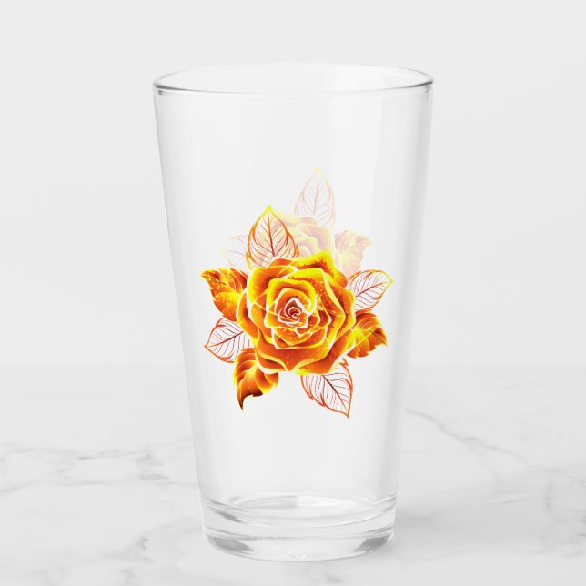 Copo De Pint Rosa de Fogo em Flor (Frente)