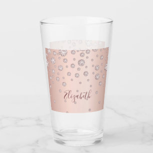 Copo De Pint Rosa dourado diamante brilhante nome cor-de-rosa