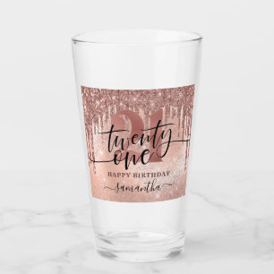 Copo De Pint Rosa Dourado Faux Glitter & Foil aniversário de 2
