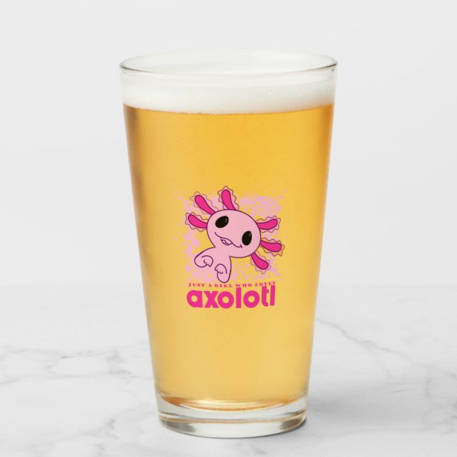 Copo De Pint Rosa Só Uma Menina Que Ama Axolotl (Frente (Preenchido))