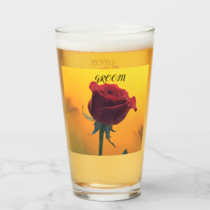 Copo De Pint Rosa vermelha com Vidro de Casamento amarelo
