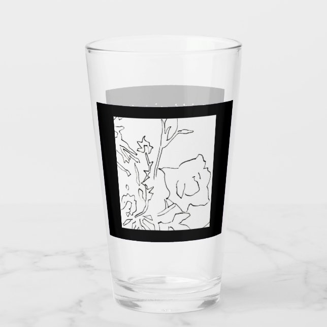 Copo De Pint Rose Sketch and Starlight Silkscreen glassware Gla (Verso)