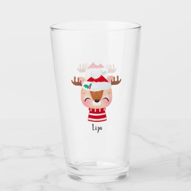 Copo De Pint Rosto de Rebelde Sorridente de Natal (Frente)