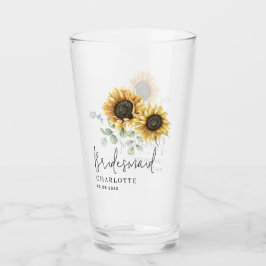 Copo De Pint Roteiro de Bridesmaid Floral de Sunflower Eucalypt
