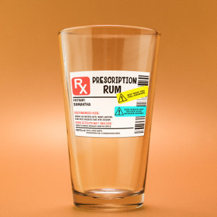 Copo De Pint Rótulo de Aviso de Rum de Prescrição Funny Persona