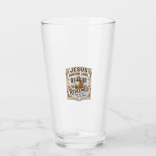 Copo De Pint Rótulo de Código de Barras de Jesus Resgatado Rótu (Frente)