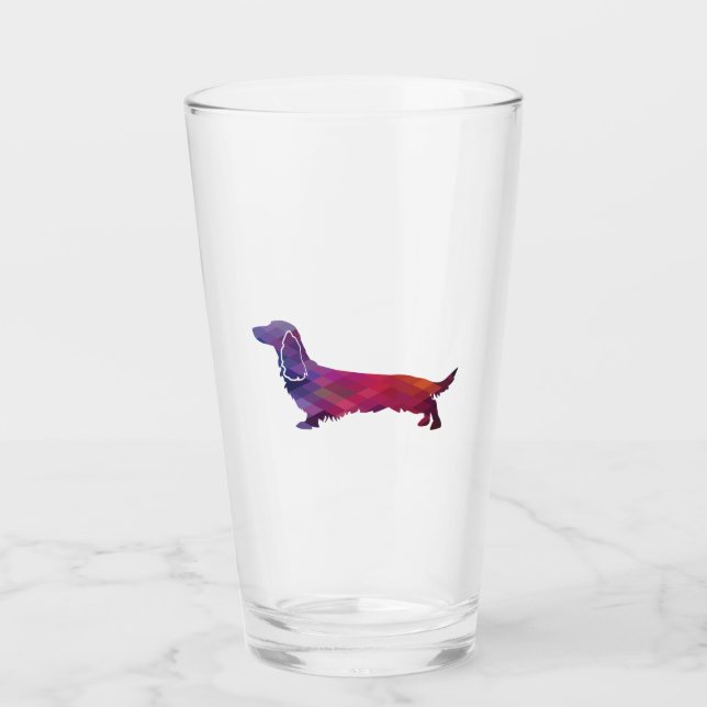 Copo De Pint Roxo Dachshund Geo de Cabelo Longo (Frente)